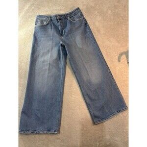 Rails The Getty Crop Wide Leg Jeans  31 Blue Zipper Fly Boho Minimalist Neutral